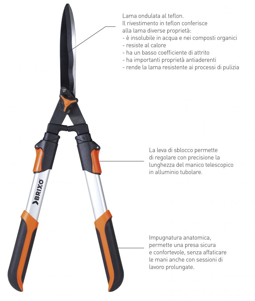 Forbici per siepi Alu line, telescopiche e rogolabili – Brixo